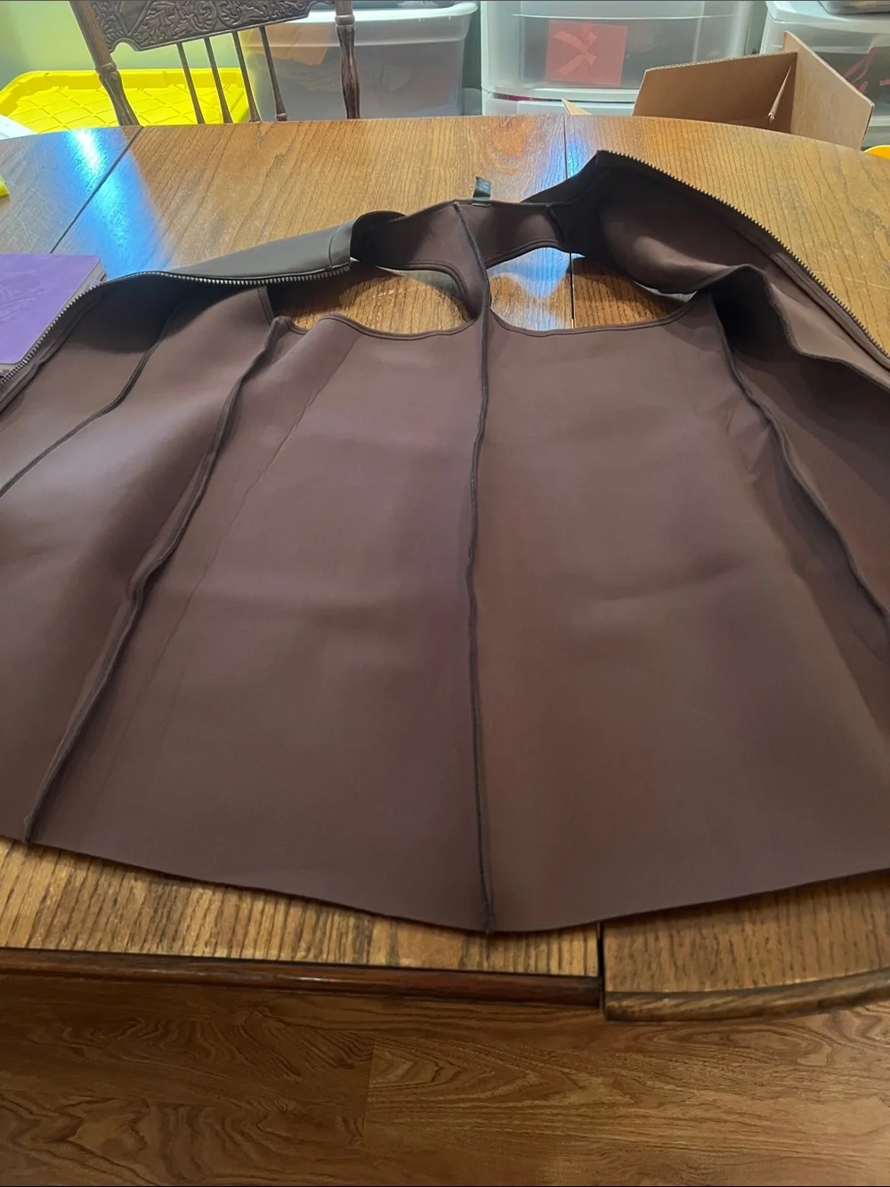 Skims Sleeveless Brown Rubber Zip-Front Swim Dress size 2X